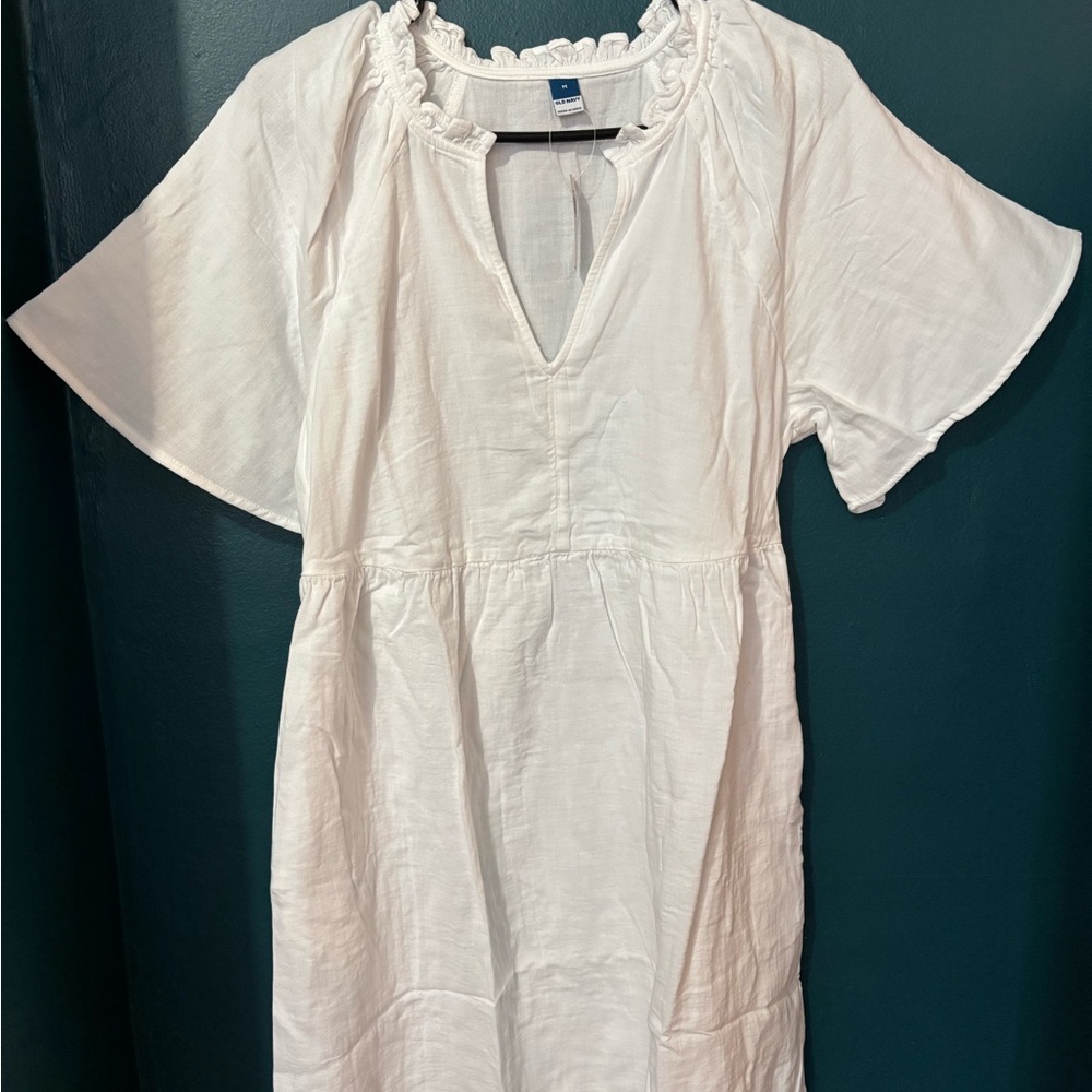 Old Navy Split-Neck Crinkle Gauze Mini Swing Dress NWT